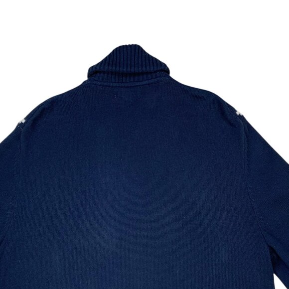 Club Room Mens Novelty Ski Cardigan Sweater L Blue Holiday Christmas Heritage. - Picture 8 of 12